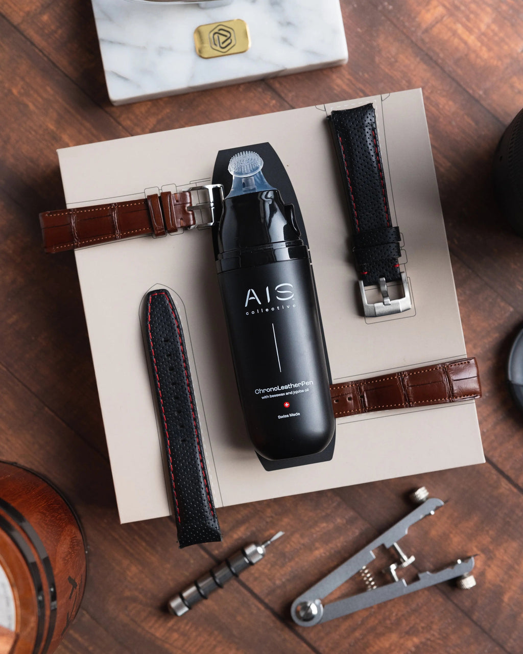 ChronoLeatherPen Tempo Celeste